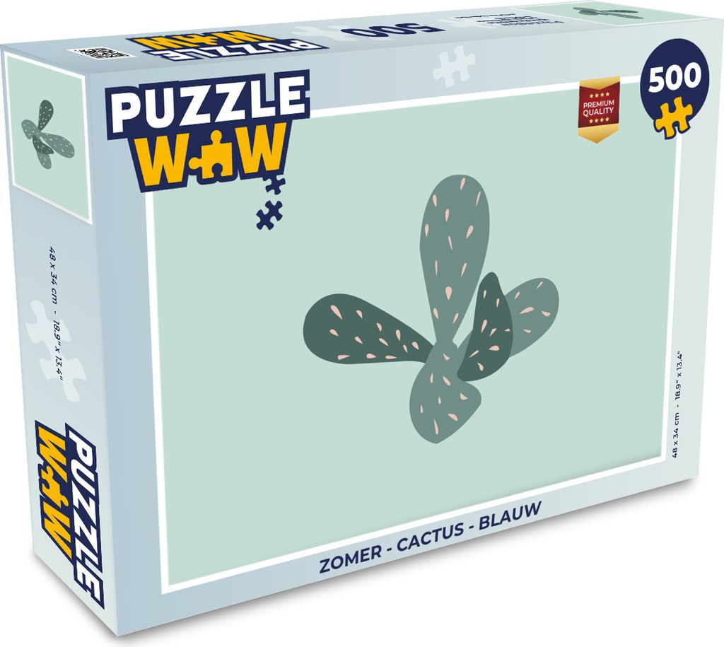 MuchoWow Puzzle 500 Teile Sommer - Kaktus - Blau - 500 Teile - Kinder - Selberbauen - Puzzlespiele