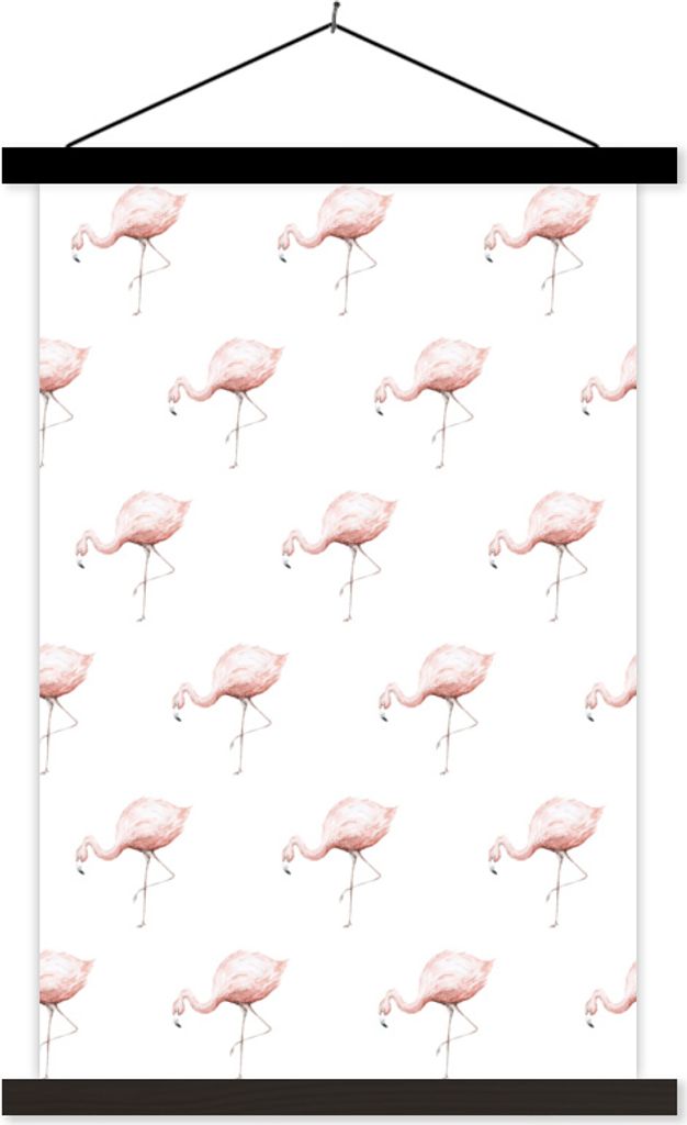 MuchoWow Textilposter Flamingo - Pastell - Muster 60x90 cm mit schwarzem Rahmen - Poster Wohnzimmer