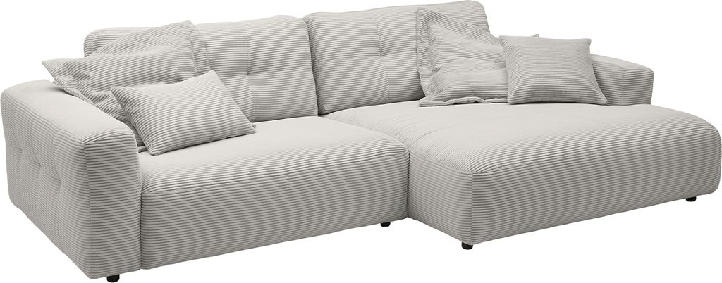 KAWOLA Sofa MIKA Ecksofa XL Cord hellgrau Longchair rechts