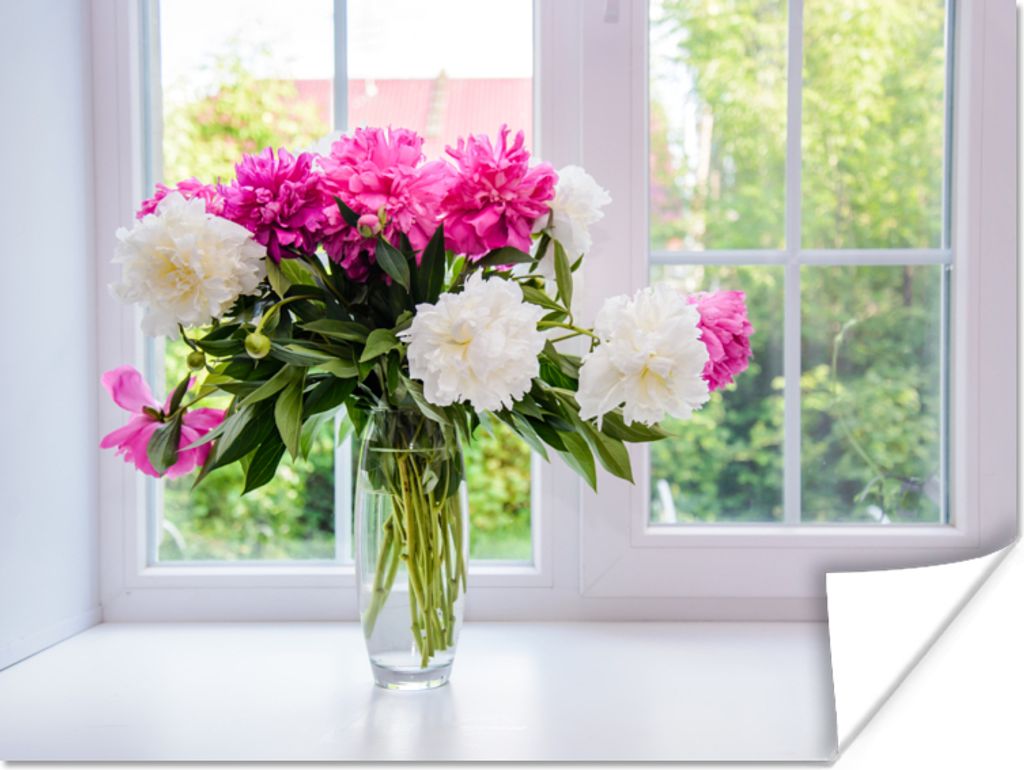 MuchoWow Poster Blumen - Pfingstrosen - Vase 160x120 cm - Foto Plakat