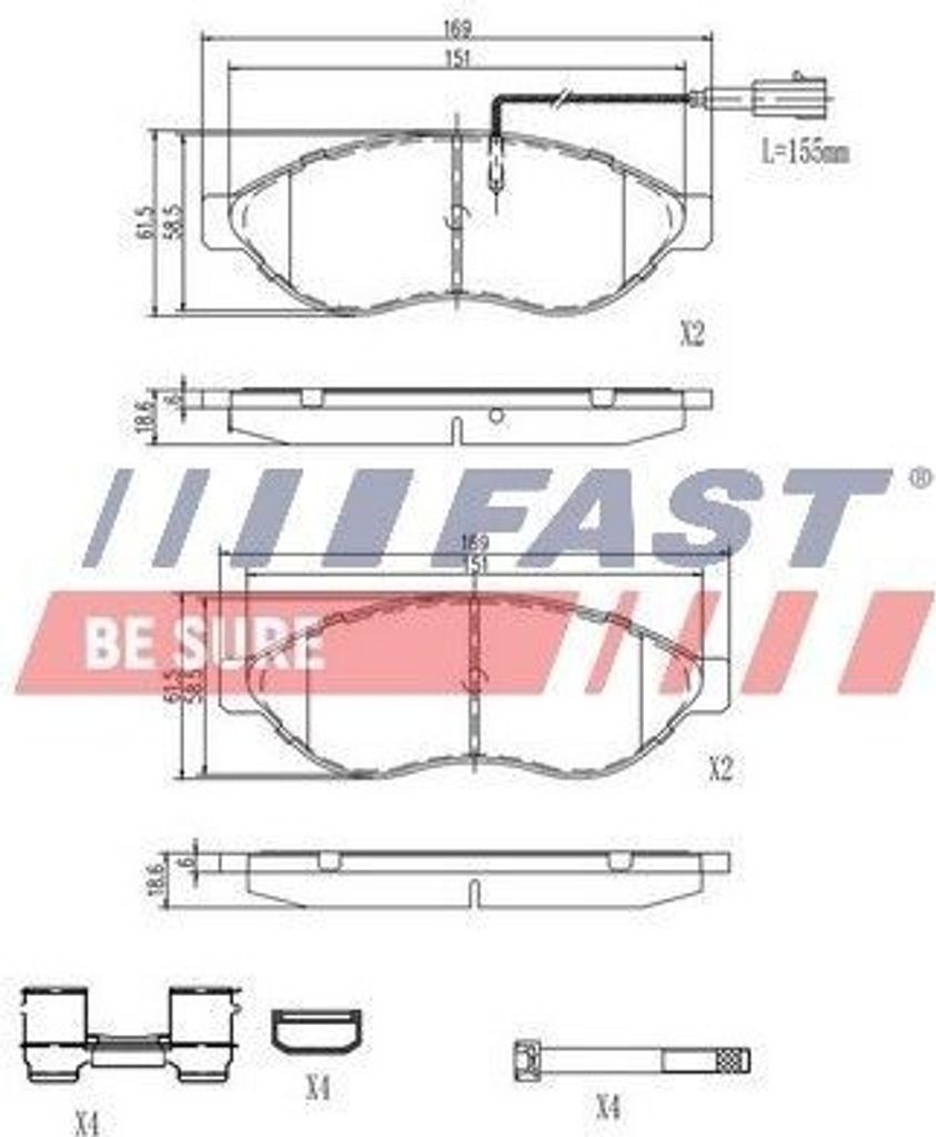 FAST Bremsbeläge Satz Vorne Bremsklötze für FIAT Ducato Kastenwagen (250, 290) FT29155