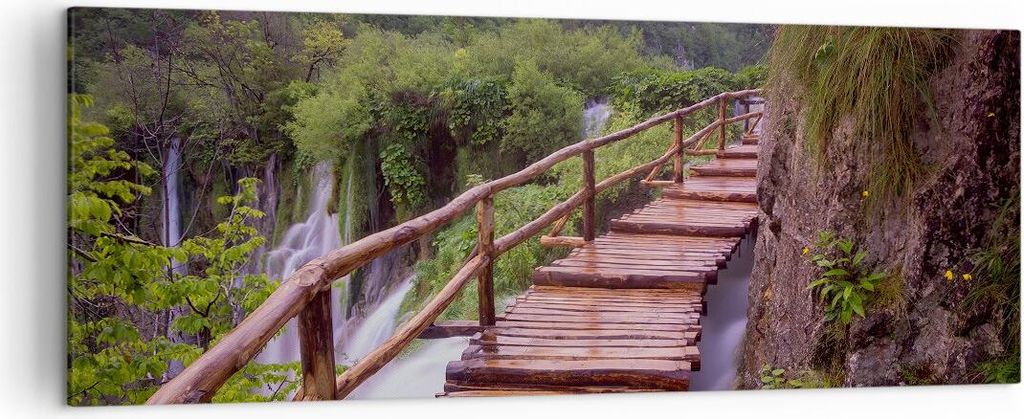 Bild auf Leinwand - Leinwandbild - Park Natur Wasser - 140x50cm - Wand Bild - Wanddeko - Wandbilder - Leinwanddruck - Bilder - Kunstdruck - Wanddek...
