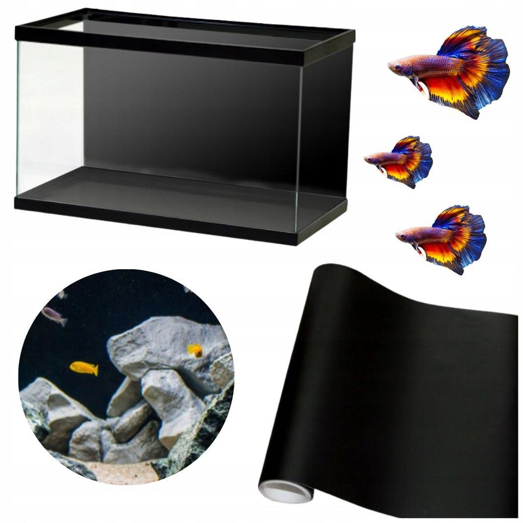 Aquarium Hintergrund Folie selbstklebend Schwarz matt 60x50 Produktbild 
