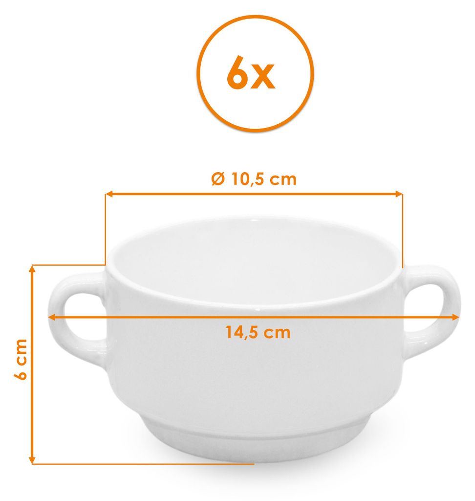 Keramik Suppentasse 200ml weiß mit Henkel