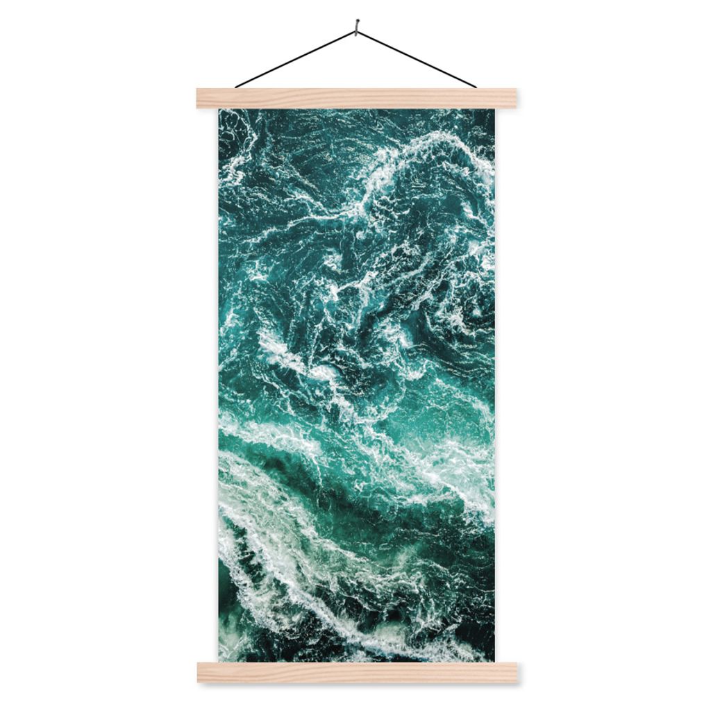 MuchoWow Textilposter Marmor - Gemustert - Natursteine 40x80 cm mit holzfarbenen Rahmen - Wohnzimmer