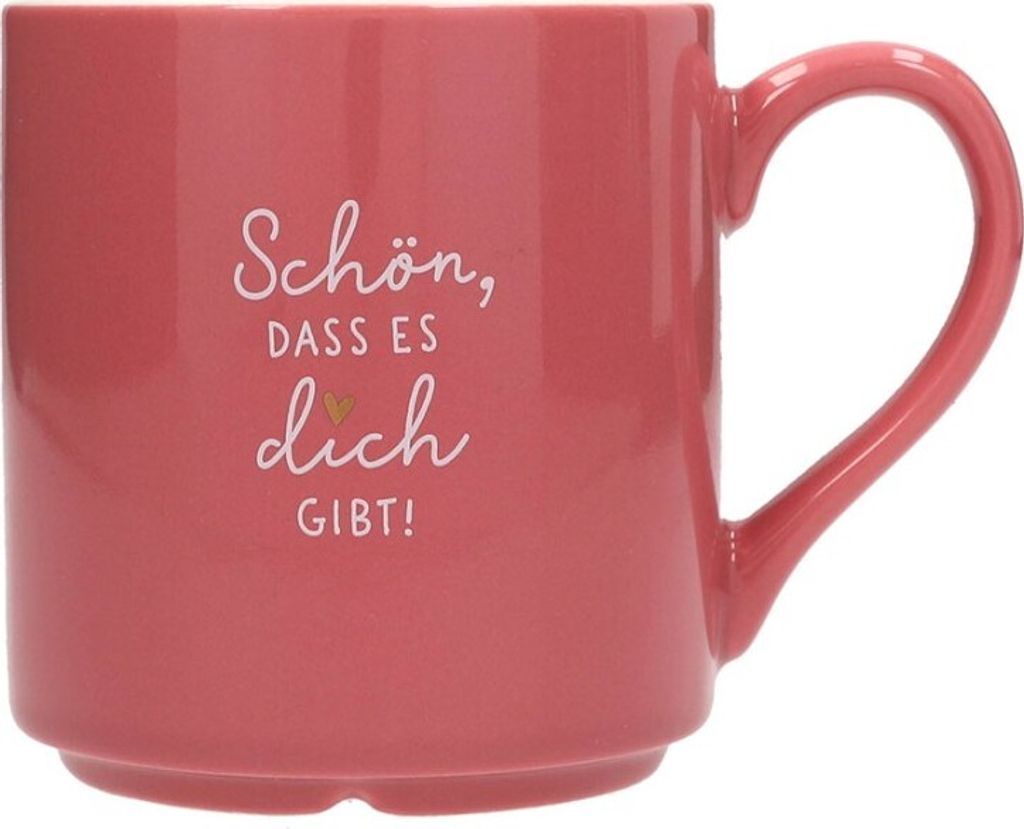 Depesche Porzellan Tasse rosa 300ml mit Golddetails - Geschenkbecher
