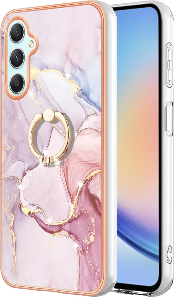 Custodia Marble per Samsung Galaxy A54, custodia protettiva in silicone TPU con supporto ad anello Grigio