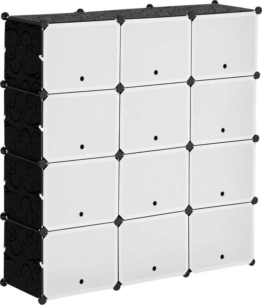 Étagère à chaussures modulaire vestiaire 12 compartiments blanc 125x32 cm