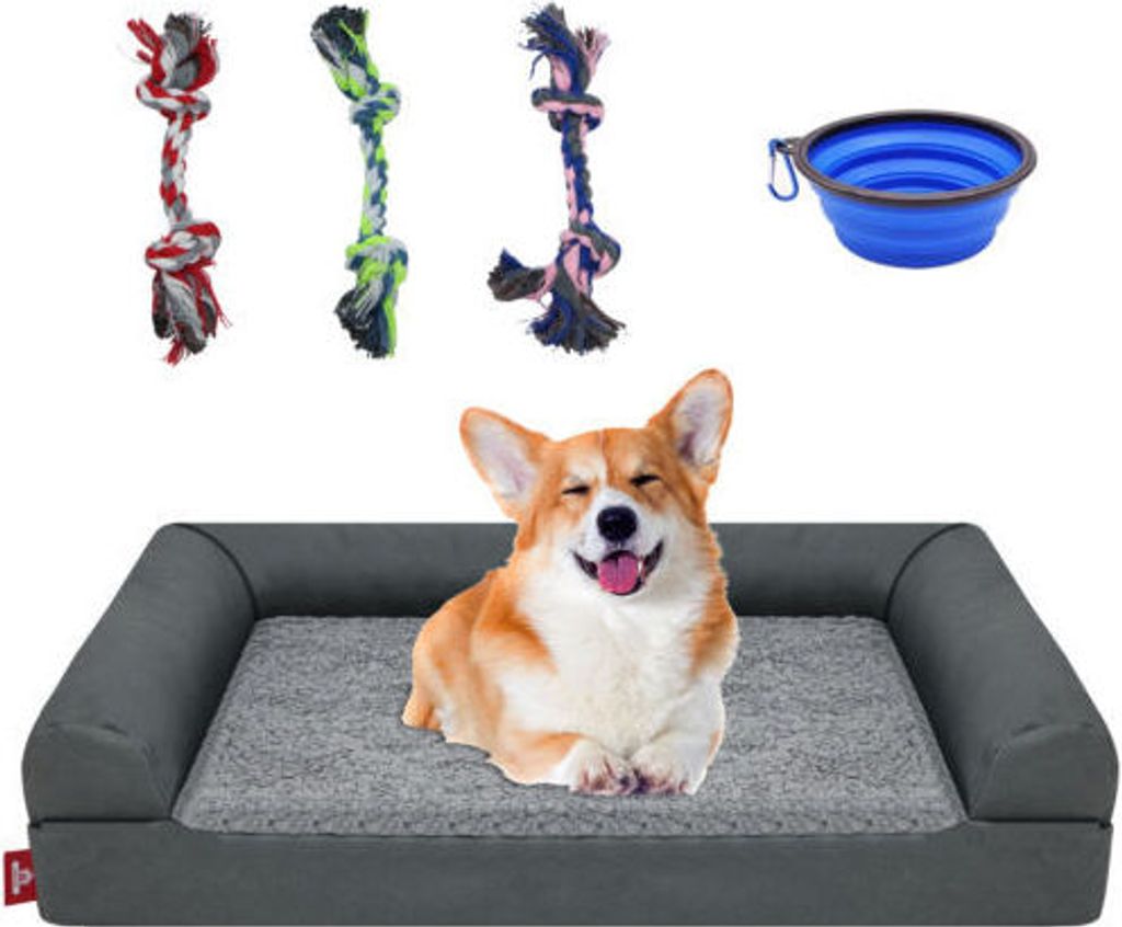 Hundebett für große/mittlere/ kleine Hunde - Waschbar Haustier Hund Katze Betten Sofa Matte mit abnehmbarem Bezug, Dunkelgrau, M-Größe