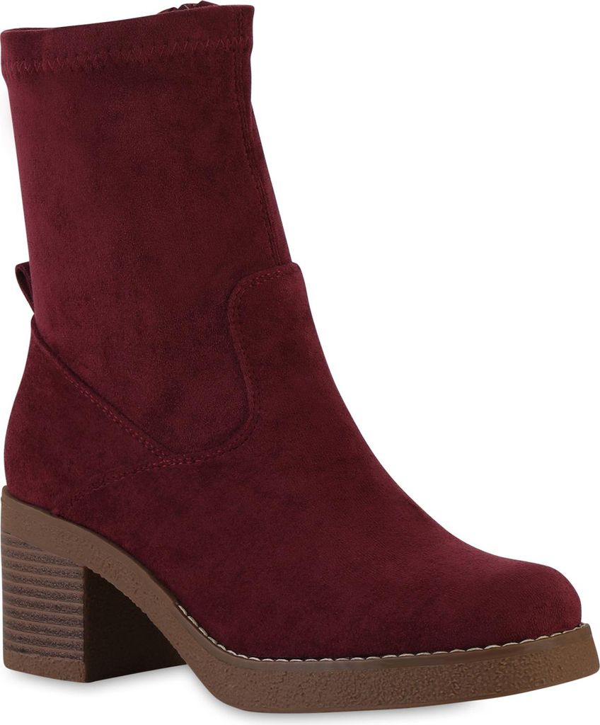 VAN HILL Damen Klassische Stiefeletten Herbst Schuhe 841347, Farbe: Burgund, Größe: 36
