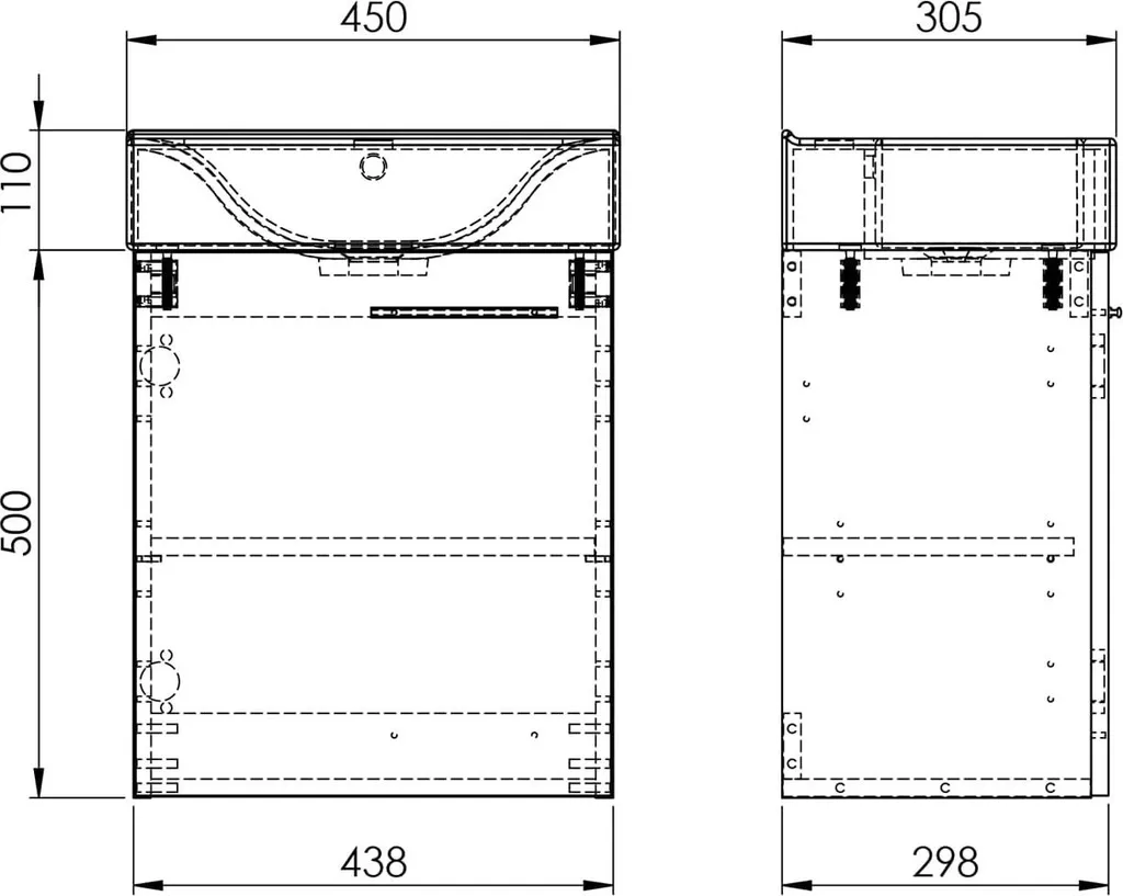 Meuble de Bain Compact 45 cm pour Optimiser l'Espace avec Vasque Blanche