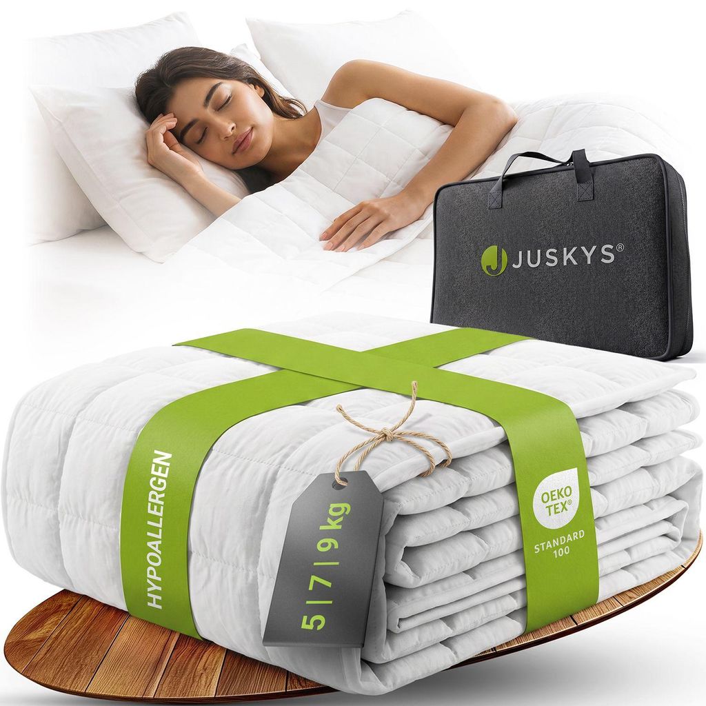 Juskys Gewichtsdecke 135x200 – weiß, schwere Therapiedecke Produktbild 