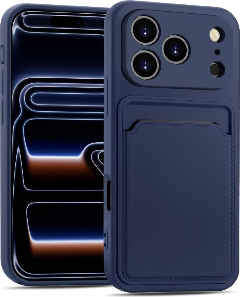 Handyhülle für iPhone 17 Pro Max Hülle Silikon Case Schutzhülle mit Kartenfach Slim Cover, Blau