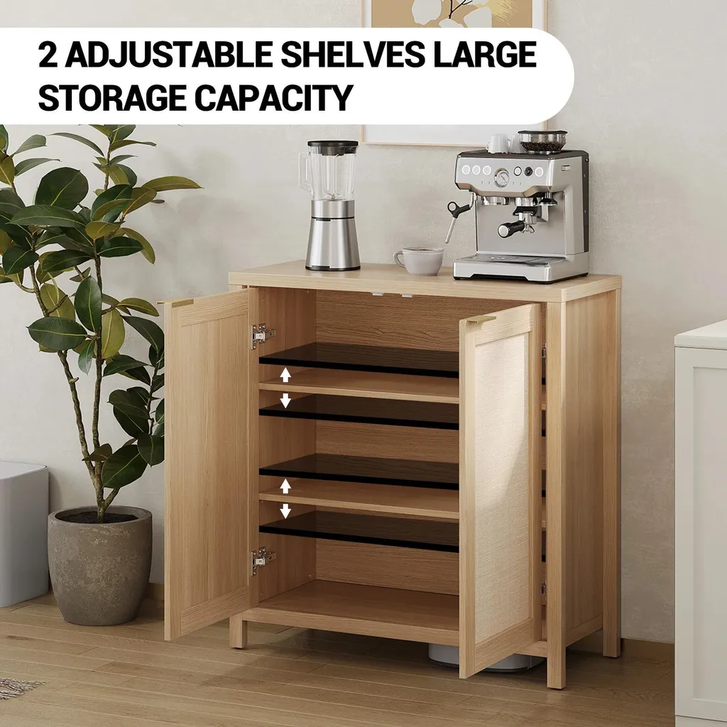 Buffet bois gain de place - Solution de rangement avec étagères 90 cm