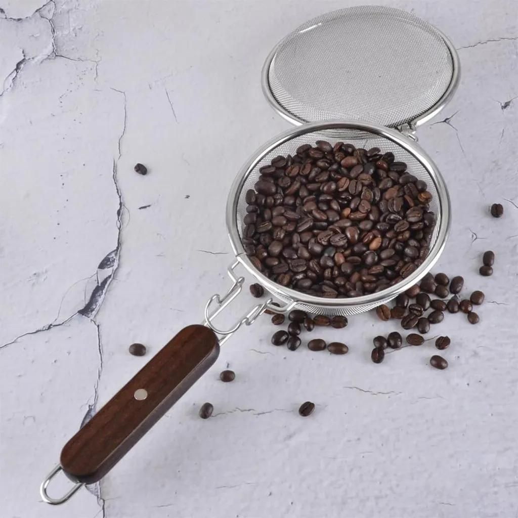 Kaffeeröstwerkzeuge, manueller Edelstahlröster für Zuhause – Zubehör für tragbare Kaffeemaschinen, Kaffeebohnenröster für Herd und Camping