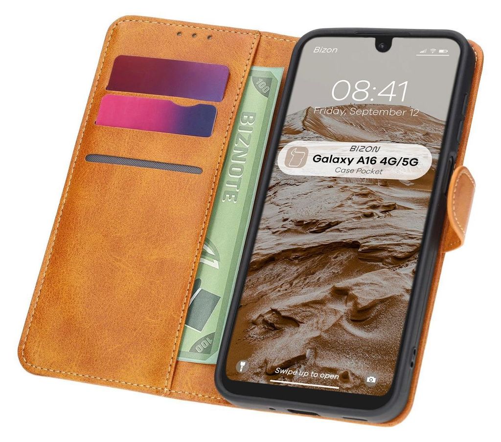 Bizon Case Pocket Flip Case für Galaxy A16 4G/5G, Braun
