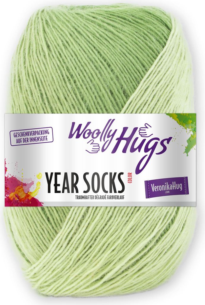 Woolly Hugs Year Socks 100g Sockenwolle/Dochtgarn mit Degradé-Farbverlauf, Perfekt für Double-Face Stricken, Strickgarn für Socken, Schals & Acc...