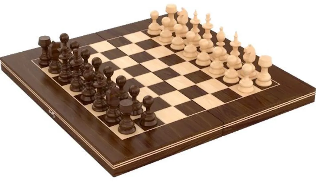 Jeu d'échecs et dames 2 en 1 anti-perte en bois durable de 44cm
