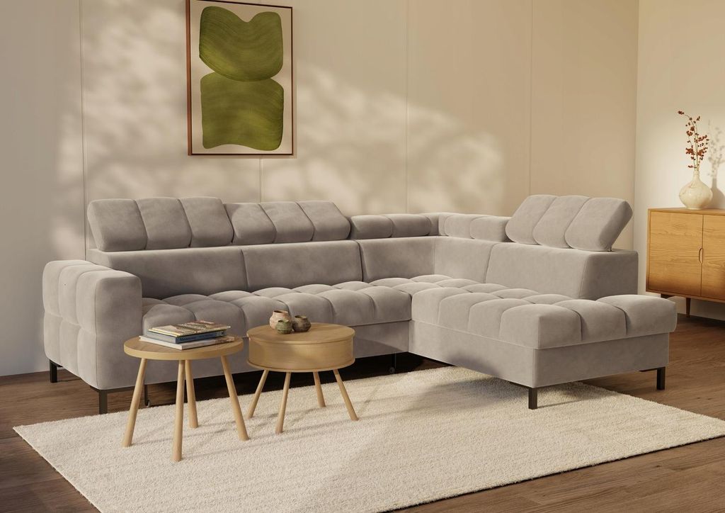LetSit Ecksofa Fiore L Element Linke Freistehendes Loungesofa Bequemes Ecksofa mit Schlaffunktion Schmutzabweisend Für Wohnzimmer Schlafzimmer Beige
