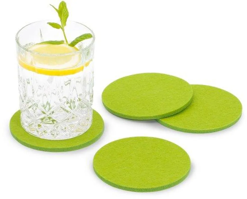 Dessous de verre pour bar et table lot de 8 en feutre vert clair