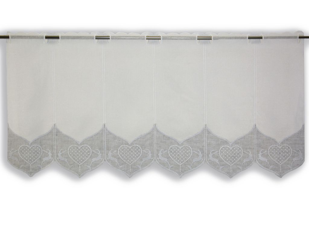 Scheibengardine Hirsch Herz Landhaus BxH 144x45cm wollweiß / taupe