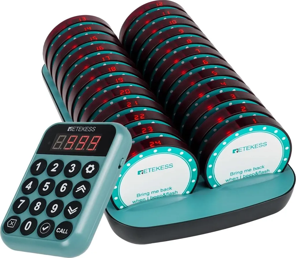 Retekess TD168R Système Pager Restaurant avec Alarme Hors de Portée