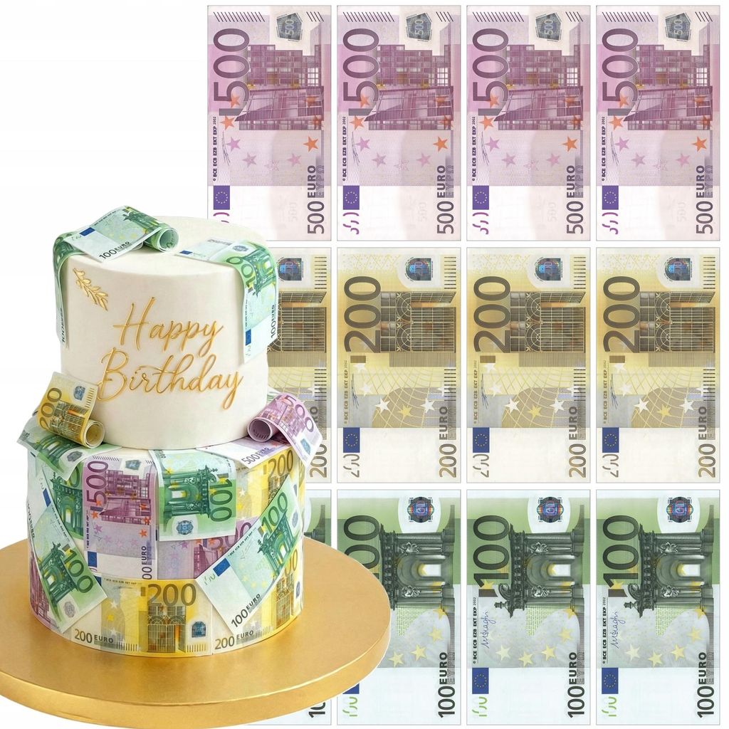 Bankovky Euro, Dekoratívne Ozdoby Na Tortu, Papierové Obrázok produktu 