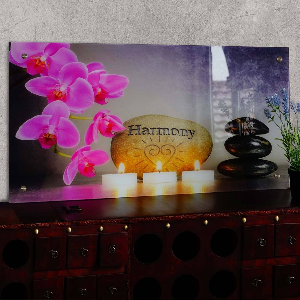 Glasbild T115, Wandbild Poster Motiv, 50x100cm Harmony