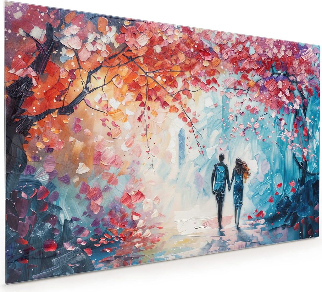 Küchenrückwand Spritzschutz Glas mit Motiv Herbstlicher Spaziergang 40 x 40 cm