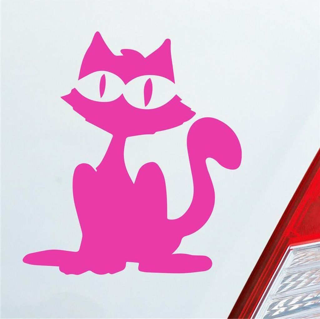 Auto Aufkleber Katze Cat Animal Tier Fisch Tierschutz 10x9 cm Pink Sticker Heckscheibenaufkleber