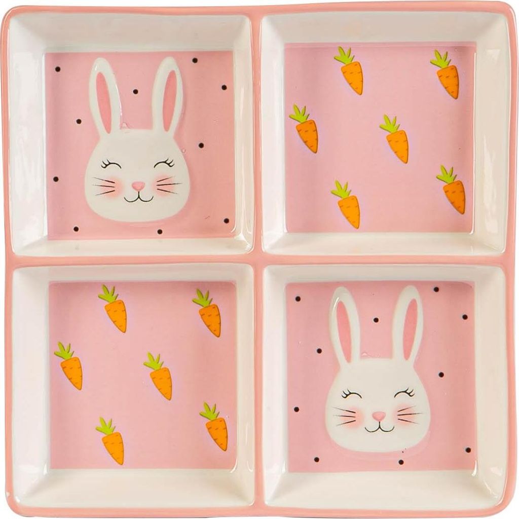 Nicola Spring Rosa Häschen-Kuchen-Standplatz - Handgemalte Buffet-Party Servierware Geschirr - 27cm - Pink