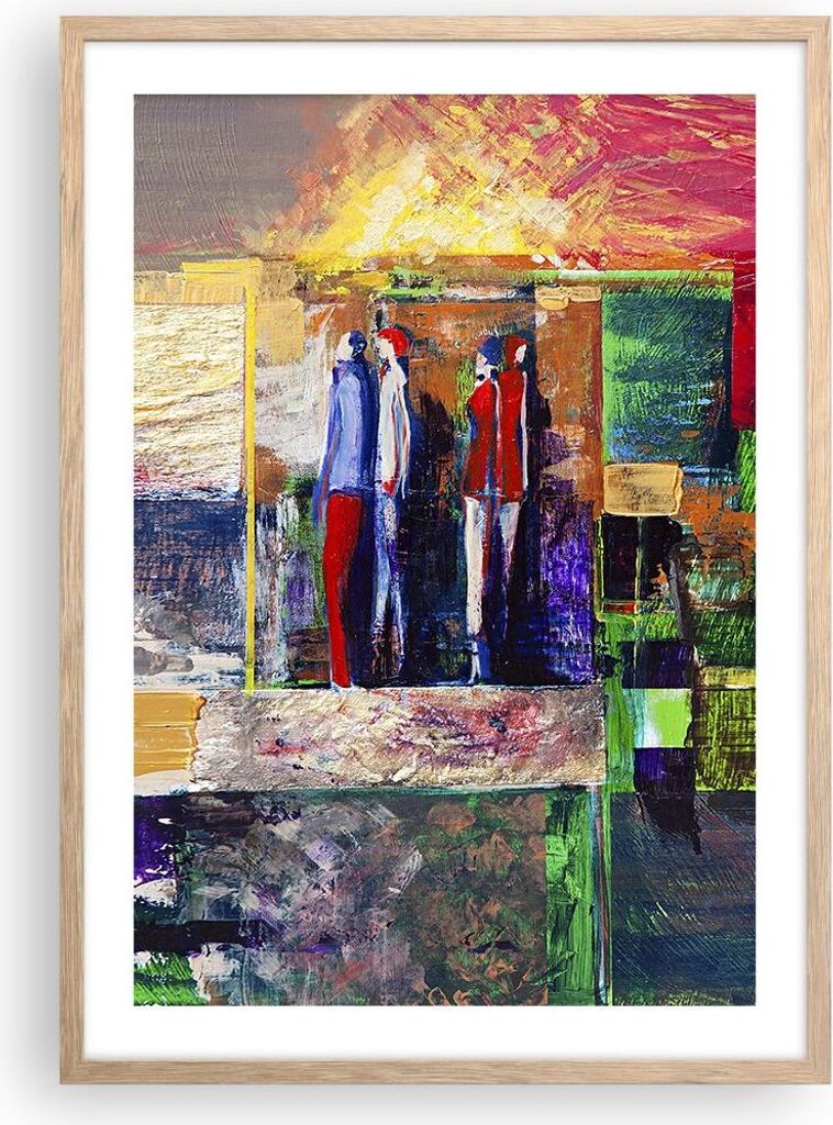 Gerahmtes Poster - Rahmen in heller Eiche - Abstraktion modern - 50x70 cm - Wand Bild - Wanddeko - Wandbilder - Wandposter - Bilderrahmen - Bilder ...