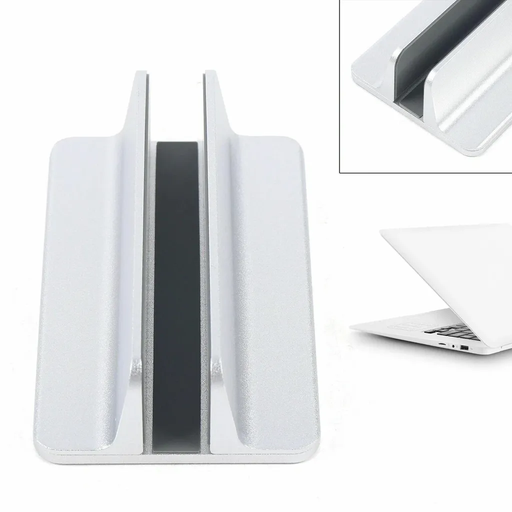 Support Vertical Laptop en Aluminium Argent - Évitez l'Encombrement PC - 2
