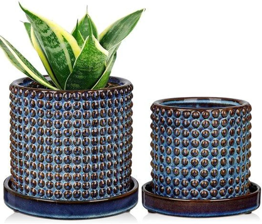Pots de fleurs en céramique pour salon et balcon, lot de 2 pièces déco