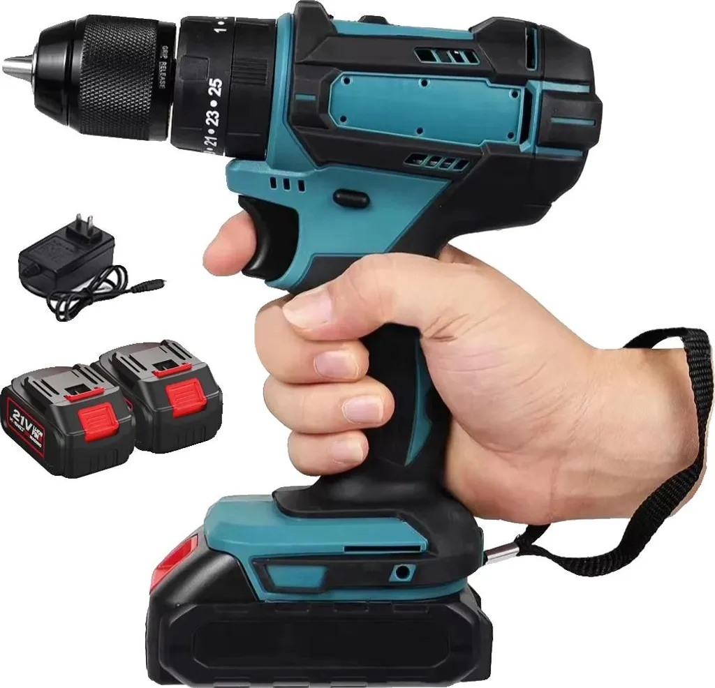 Perceuse visseuse sans fil 3-en-1 avec 2 batteries lithium 21V et chargeur