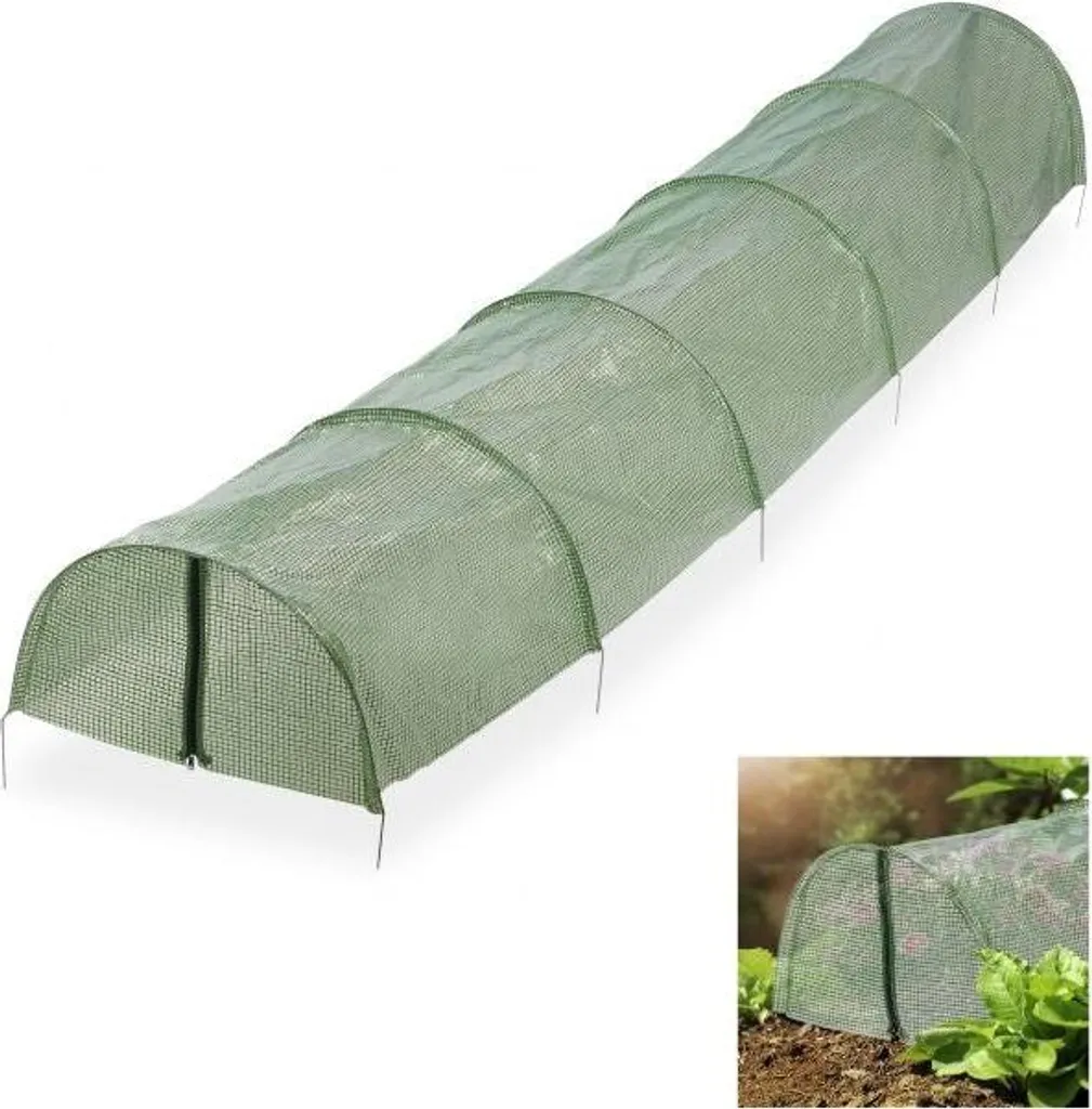 Serre tunnel de jardin résistante aux UV avec porte large zippée