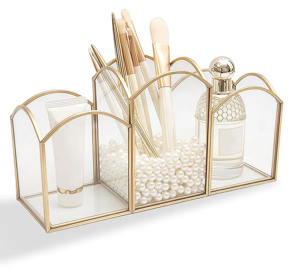 Porte-pinceaux coiffeuse pour organiser eye-liner et mascara avec style