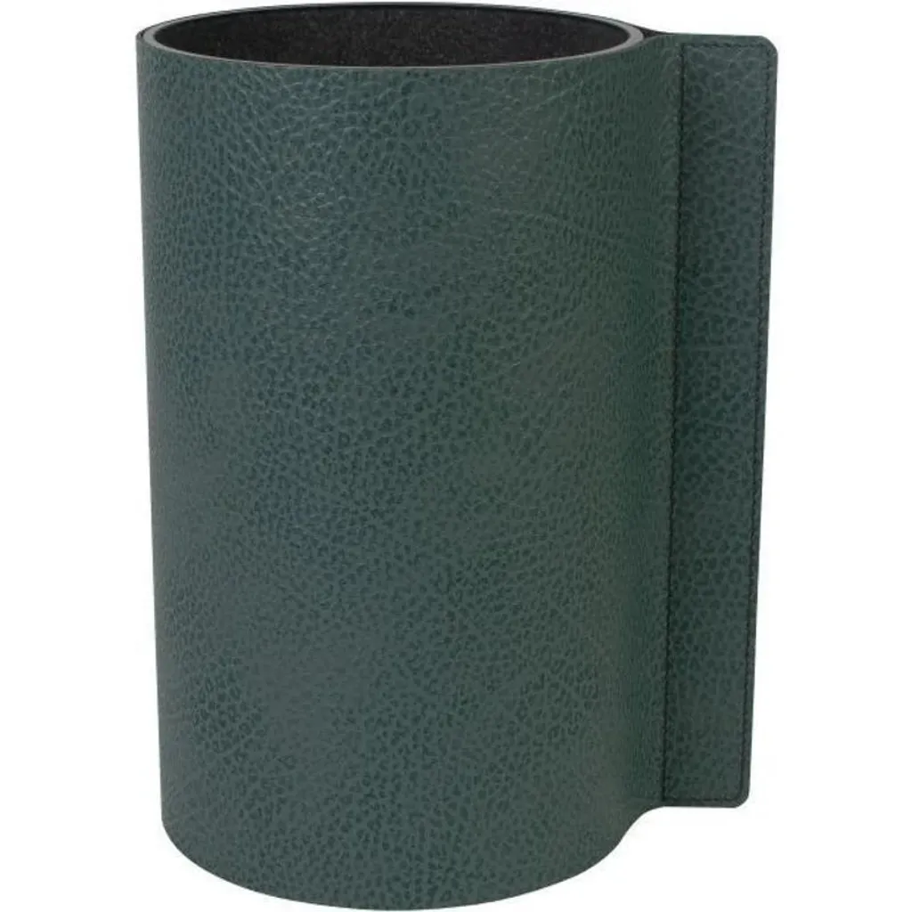 Grand Vase Décoratif Carré LindDNA en Verre et Cuir Vert Pastel L