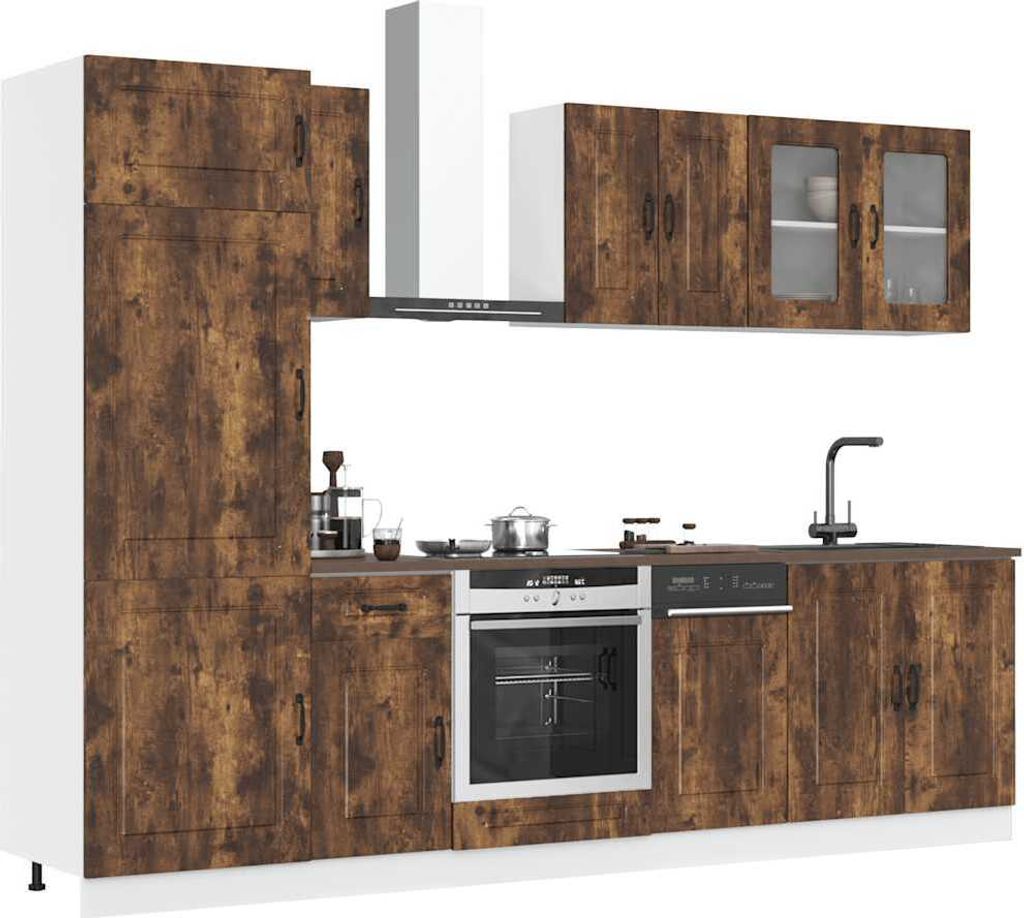 CLORIS 8-tlg. Küchenschrank-Set Kalmar Räuchereiche Holzwerkstoff - Küchenschränke 620