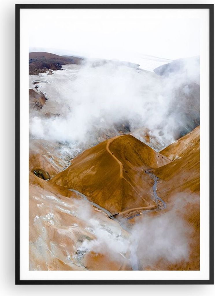 Gerahmtes Poster - Schwarzer Rahmen - Berge Wolken Landschaft - 70x100 cm - Wand Bild - Wanddeko - Wandbilder - Kunstposter - Wandposter - Bilderra...