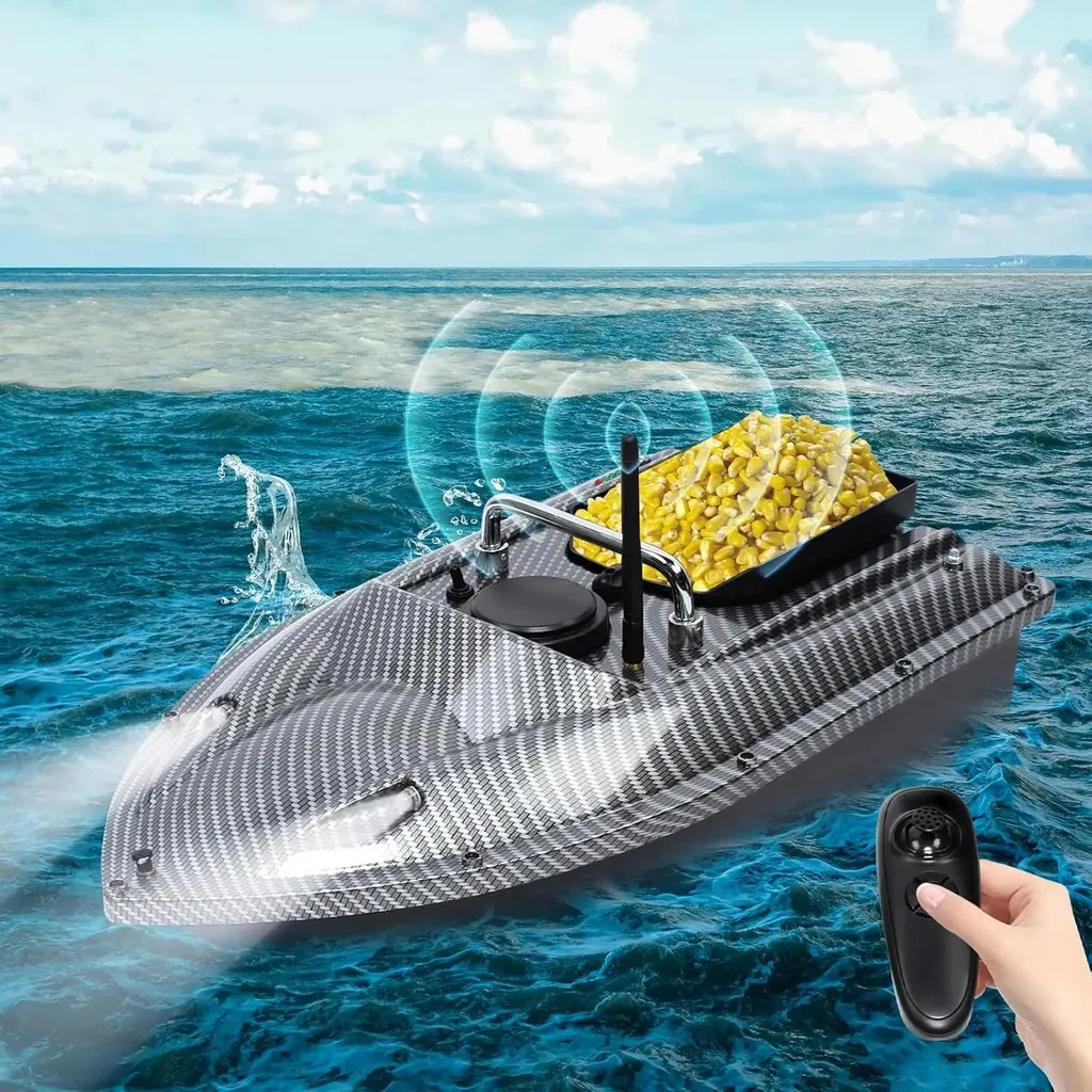 Bateau de pêche pour amorçage à distance, portée 500m avec feux LED