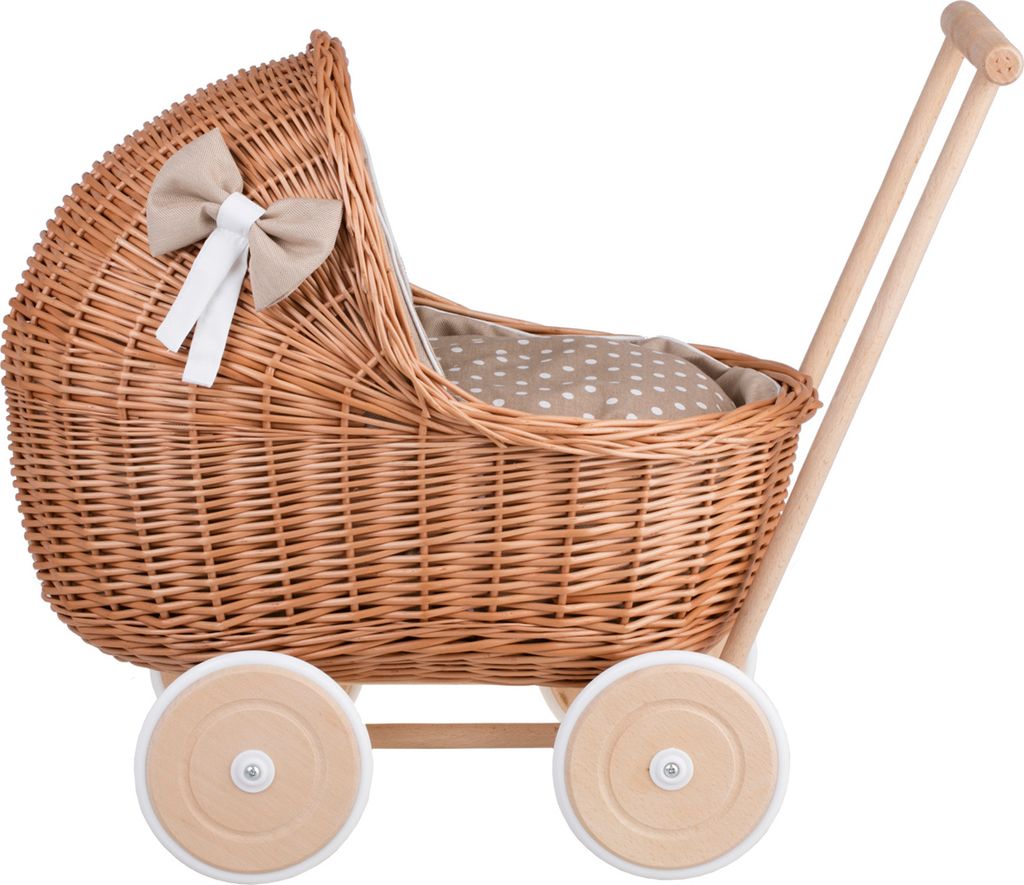 LILI Puppenwagen aus Weide in Naturfarbe 48x28 H26/47 cm Produktbild 3