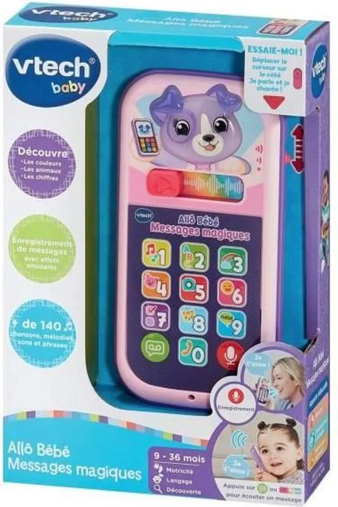 Téléphone Jouet Interactif Rose Allo Bébé - Jeu d'Imitation Premier Âge