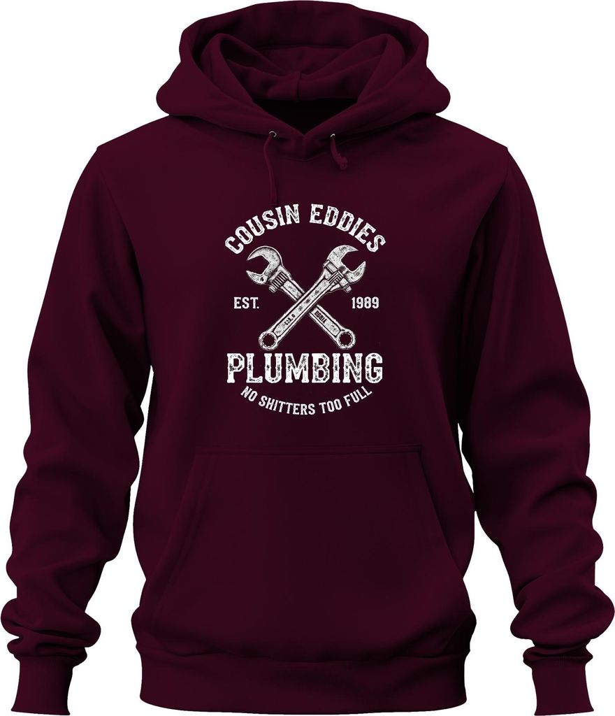Cousin Eddies Plumbing No Shitters Klempner Schöne Beschwerung Uni Hoodie Kapuzenpullover, Burgundy, 3XL