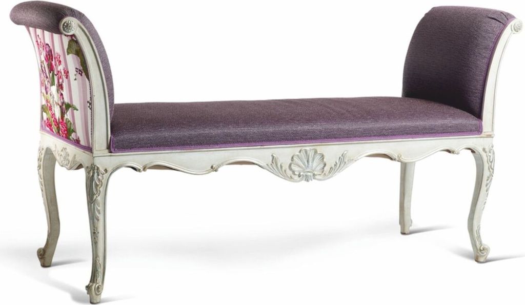 Casa Padrino Luxus Barock Sitzbank Lila / Bunt / Weiß 163 cm - Barock Möbel - Italy