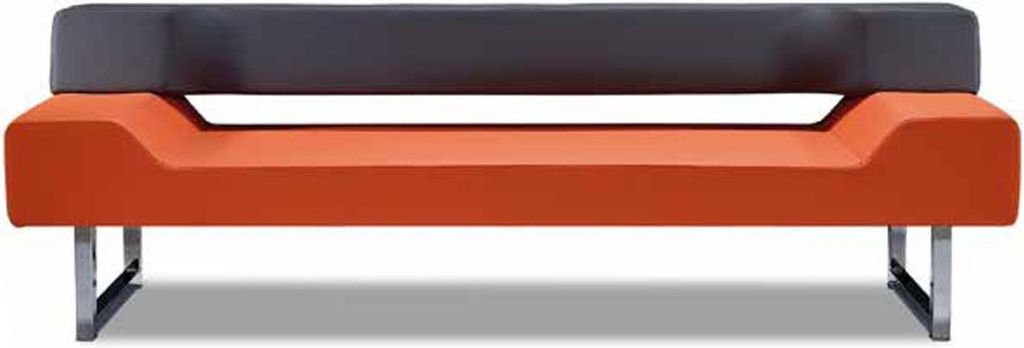 Couch Sofa 3 Sitz Orange Dreisitzer Leder Polstersofa Möbel Wartezimmer Bank