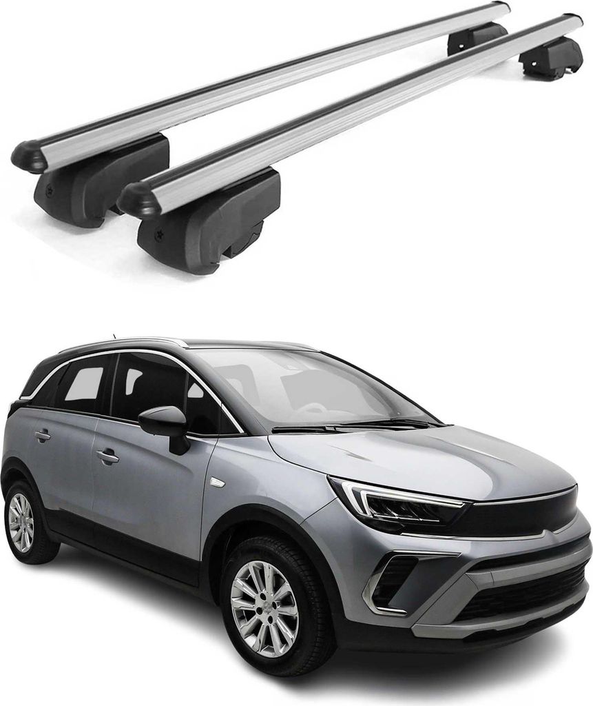 Dachträger Gepäckträger für Opel Crossland X 2017-2023 ABE Aluminium Grau 2x