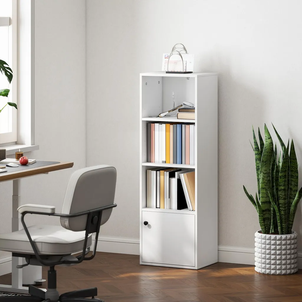 Bibliothèque pour livres et objets de déco, étagères blanches ouvertes - 2