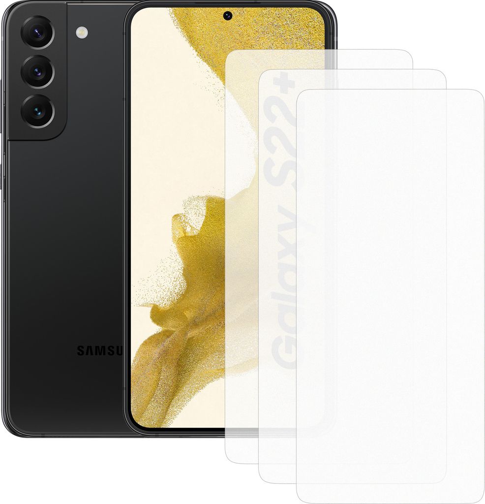 Drei Stück (3x) Display-Schutzfolie Displayschutz-Glas 9H Glas für Samsung Galaxy S22 Plus