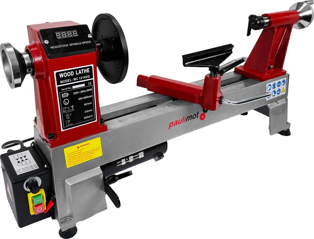 PAULIMOT Drechselbank DM400-V, 440 mm Spitzenweite, 550 Watt Motor